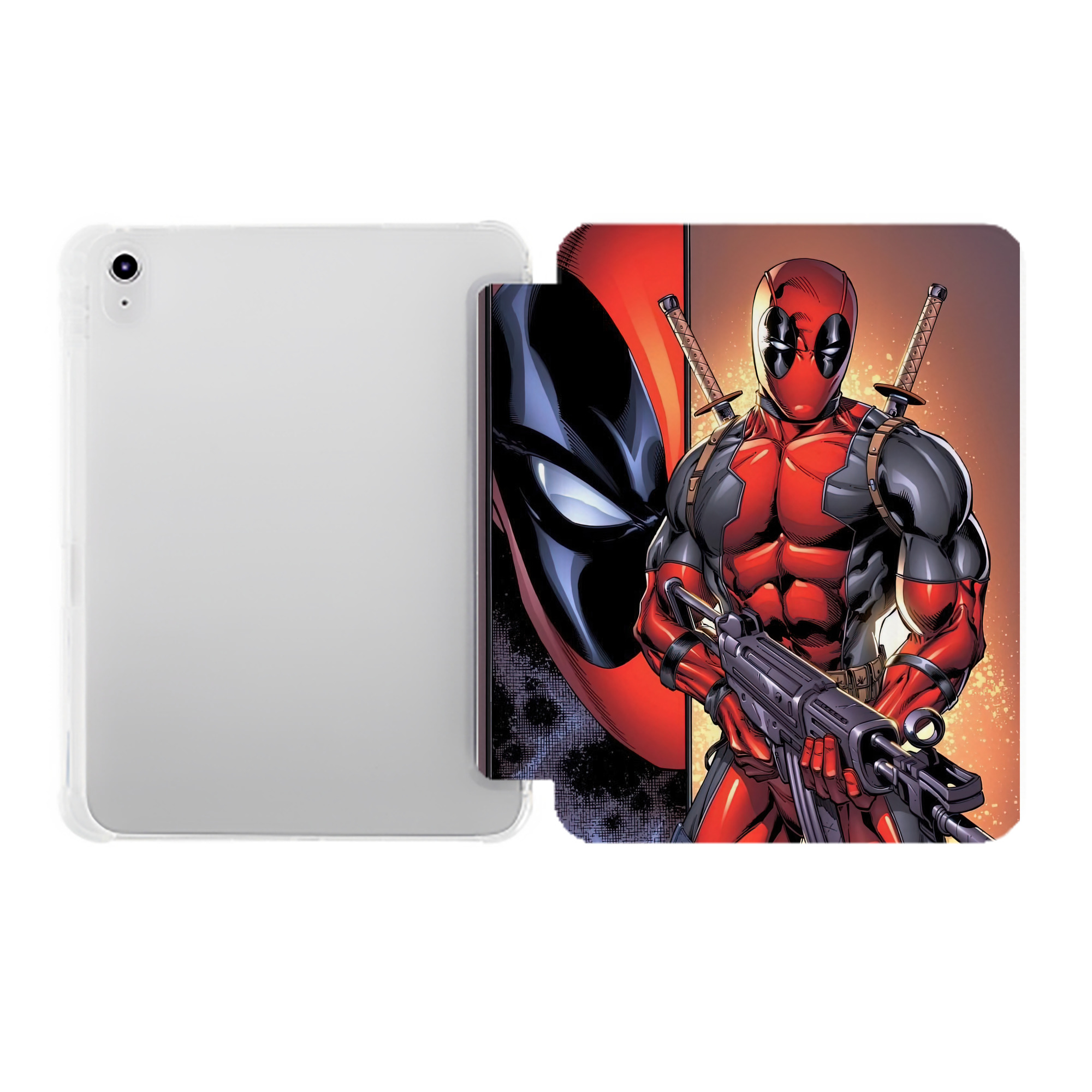 （画像用） Deadpool デッドプール IPad ケース ペン収納付き 三つ折りスタンド PUレザー×シリコン 対応機種9.5/10.5/10.9インチ